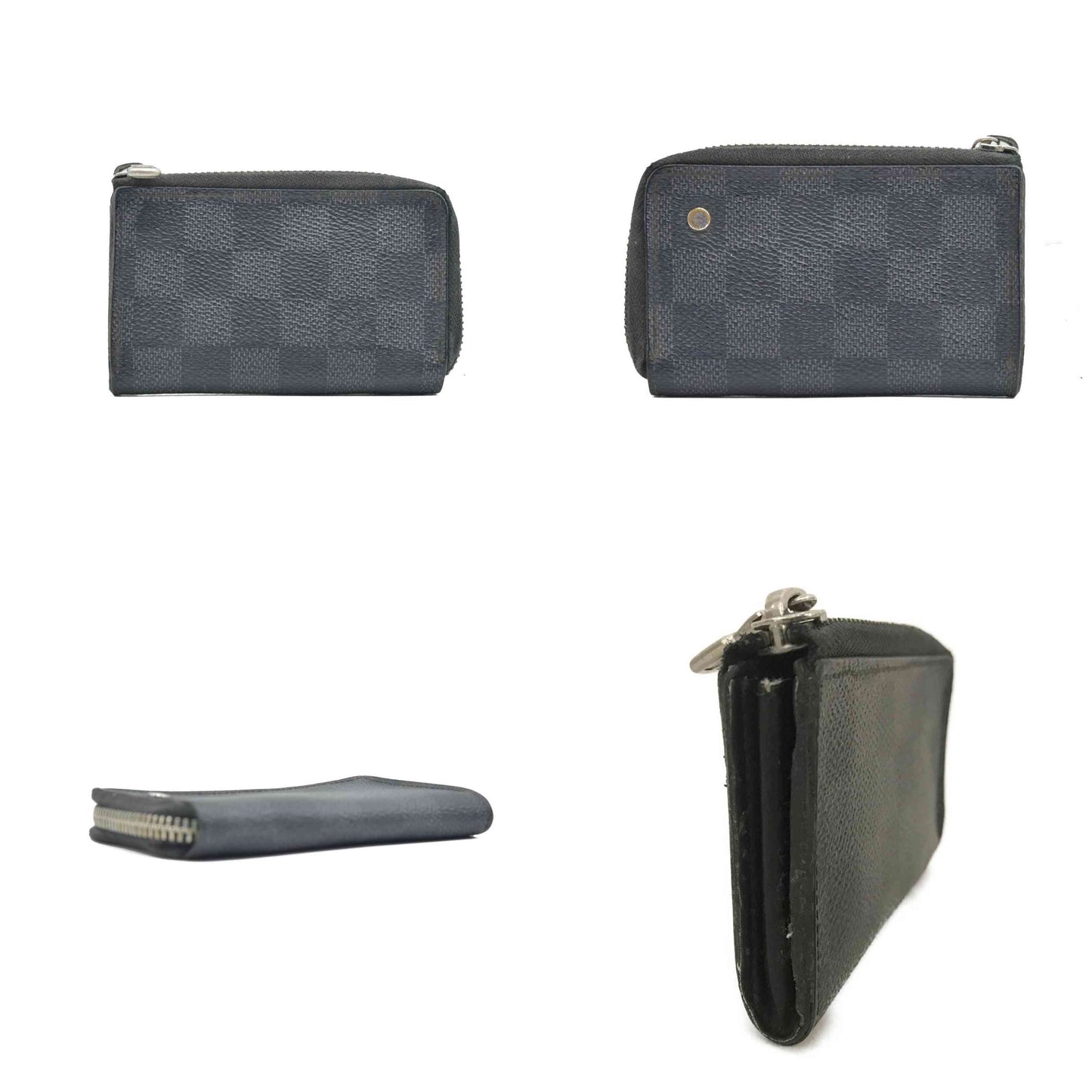 $345 Louis Vuitton Damier Graphite Car Key Case Black SN1177