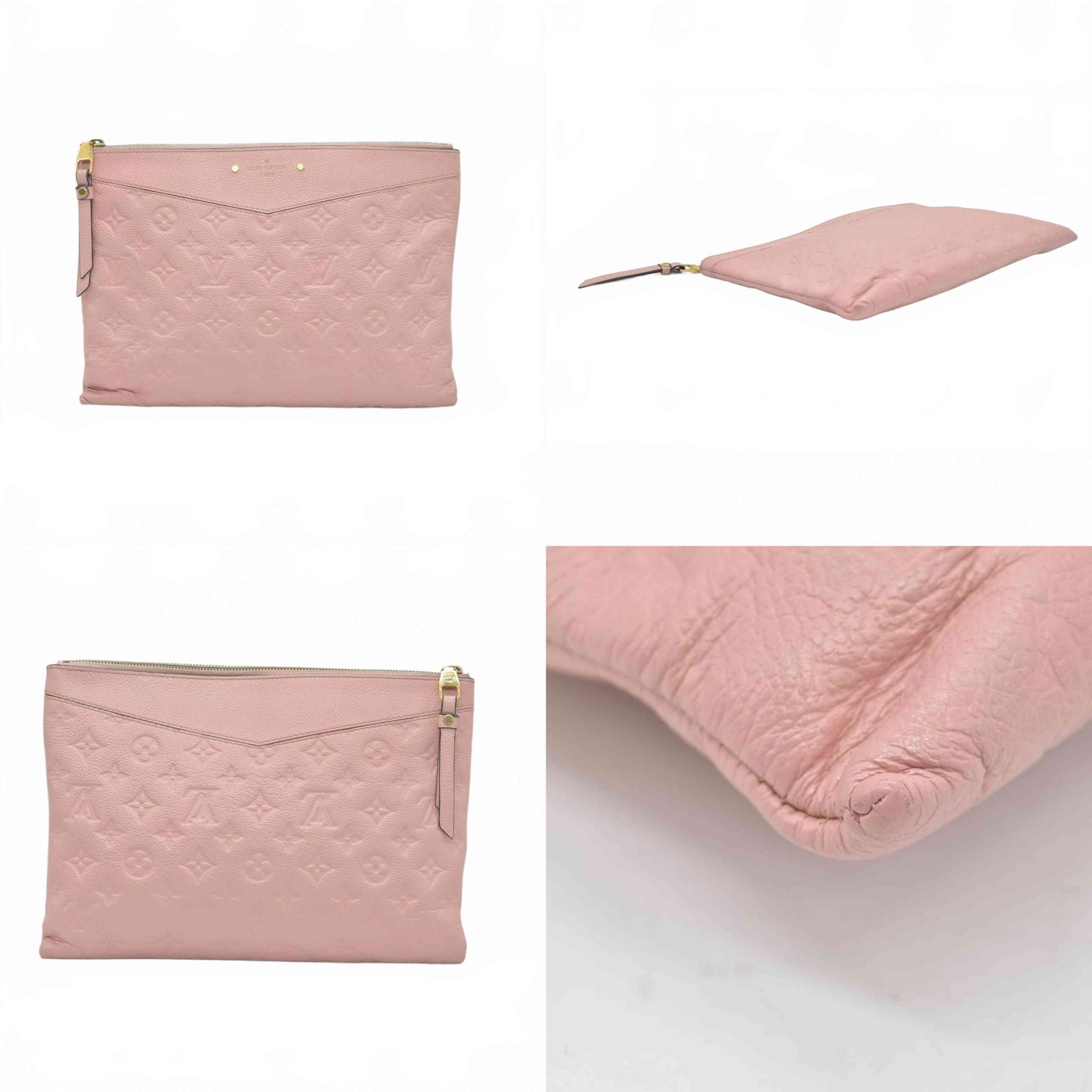 $970 Louis Vuitton Empreinte Daily Pouch Rose Poudre