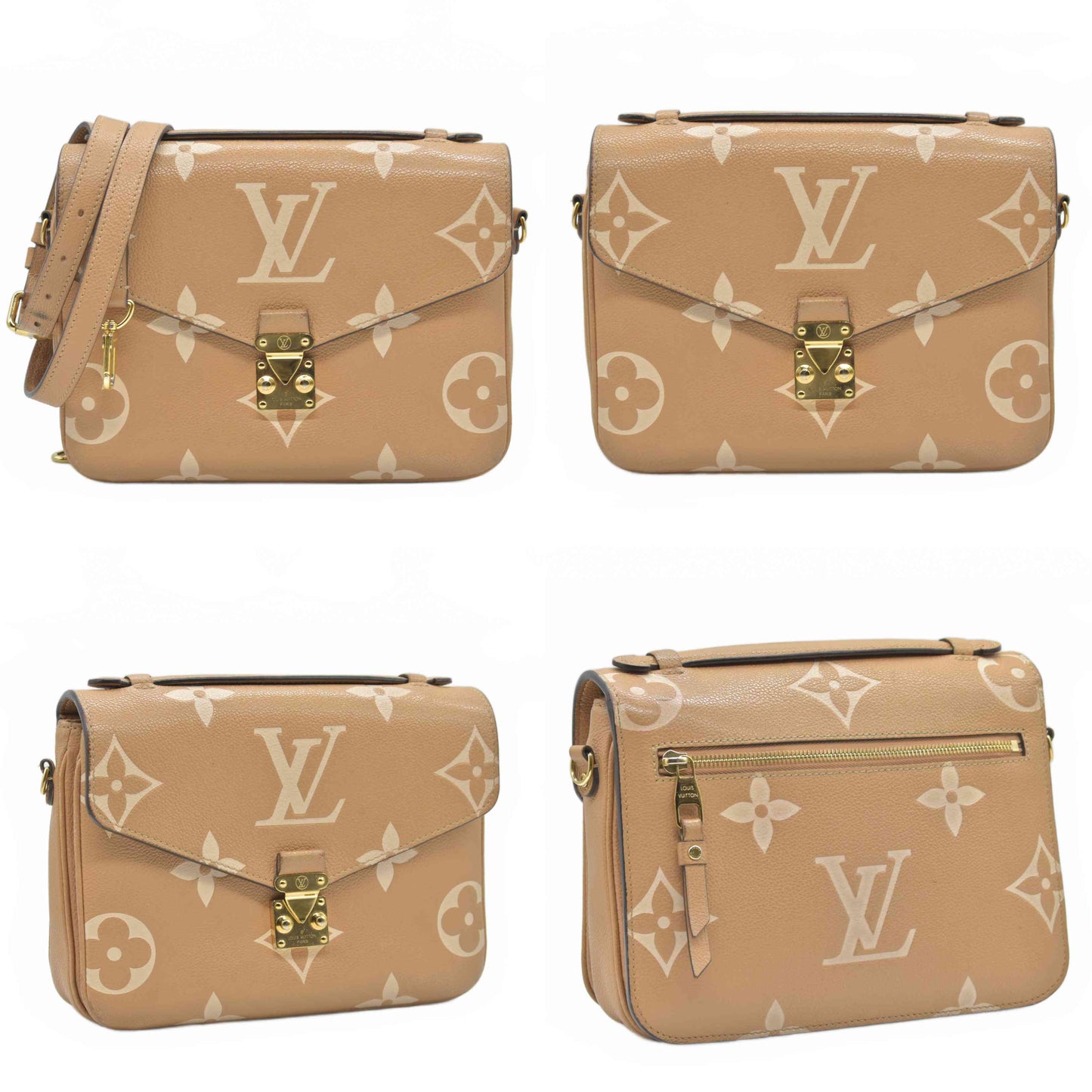 $3100 RFID Louis Vuitton Empreinte Monogram Giant Pochette Metis Arizona Beige
