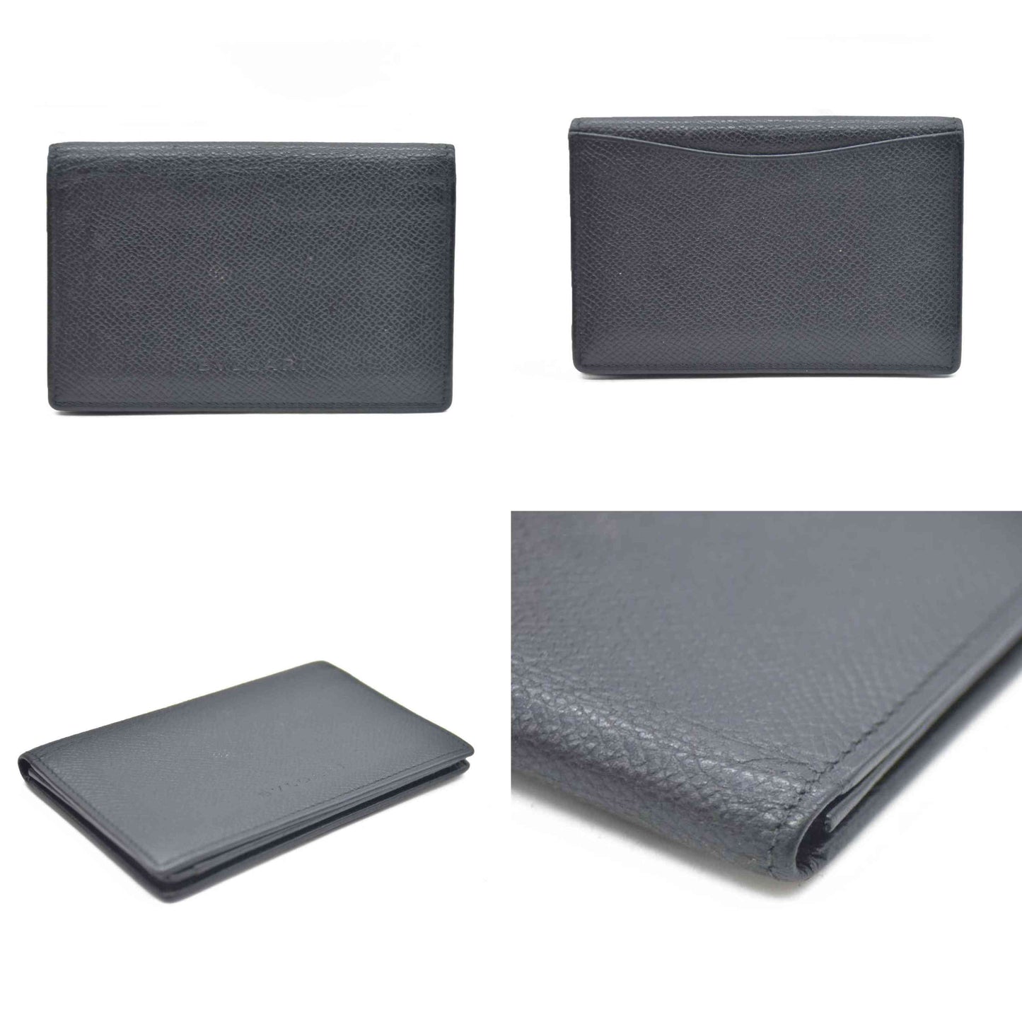 BVLGARI Logo Leather Card Case Black