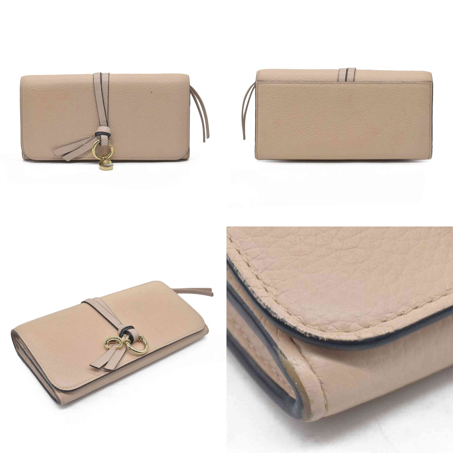 $495 Chloe Alphabet Leather Bifold Long Wallet