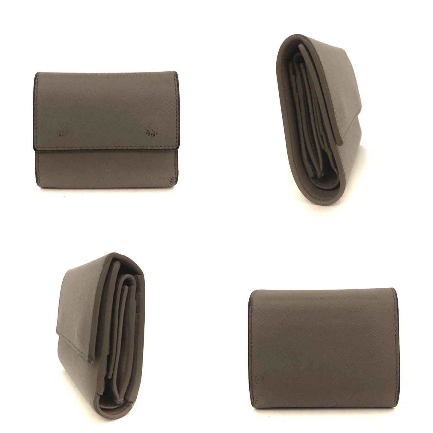 CELINE Logo Leather Trifold Wallet Gray