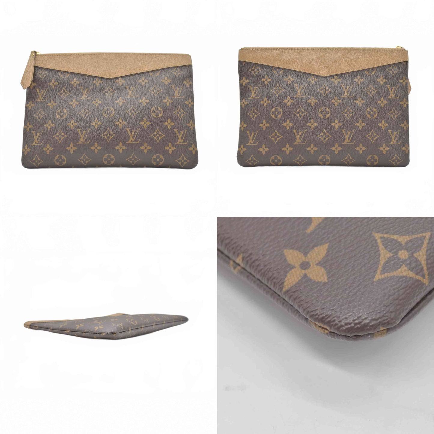 $760 Louis Vuitton Monogram Daily Pouch Sesame