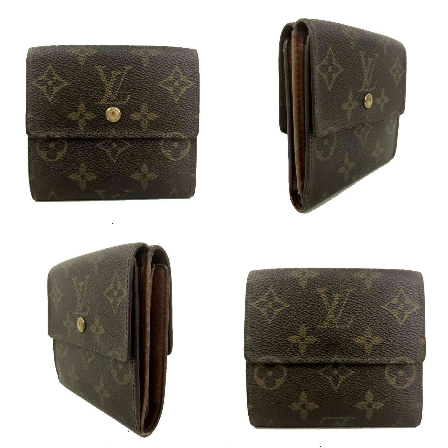 $605 Louis Vuitton Monogram Portefeiulle Elise Trifold Wallet Brown SP0924