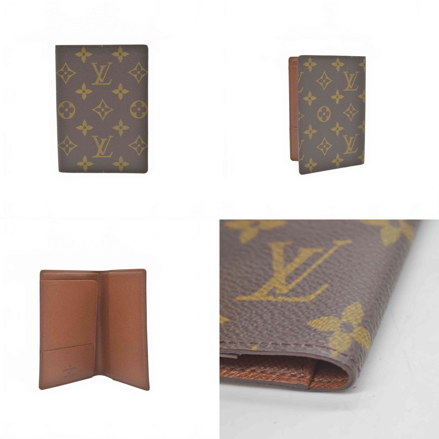 $400 1998 Louis Vuitton Monogram Couverture Passeport Case Brown MI1918