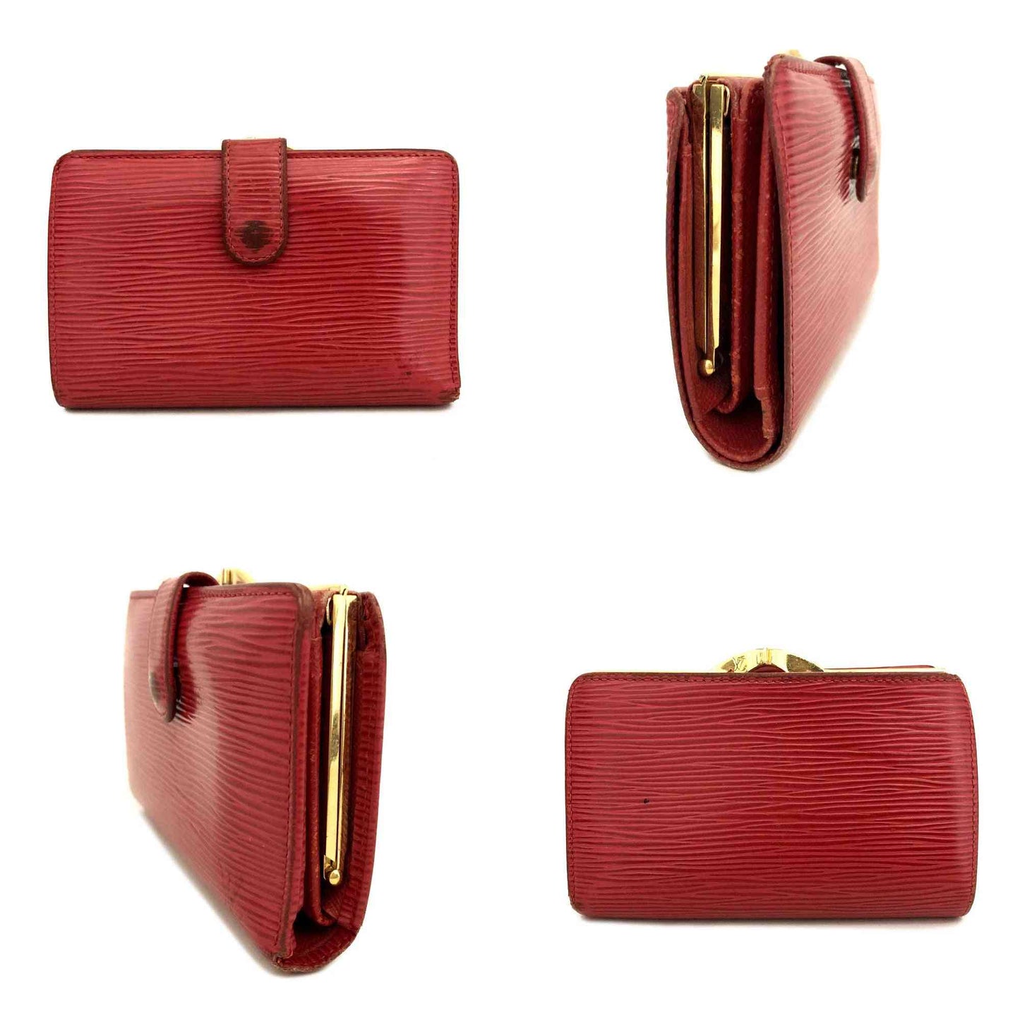 $950 2005 Louis Vuitton Epi French Kisslock Wallet Porte Monnaie Billets Viennois MI0065