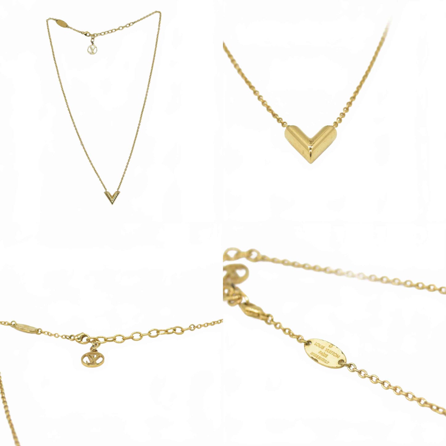 $505 2016 Louis Vuitton Essential V Necklace Gold Plated OB1116