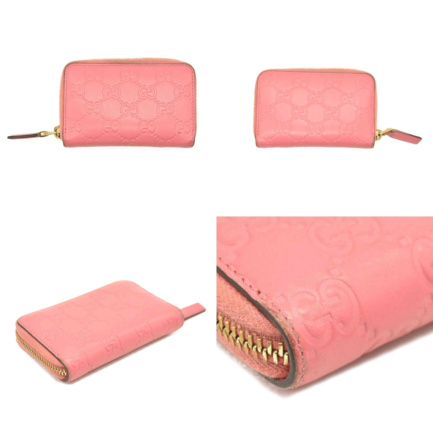 Gucci  Guccissima Zip Around Card Case Peonia Rose