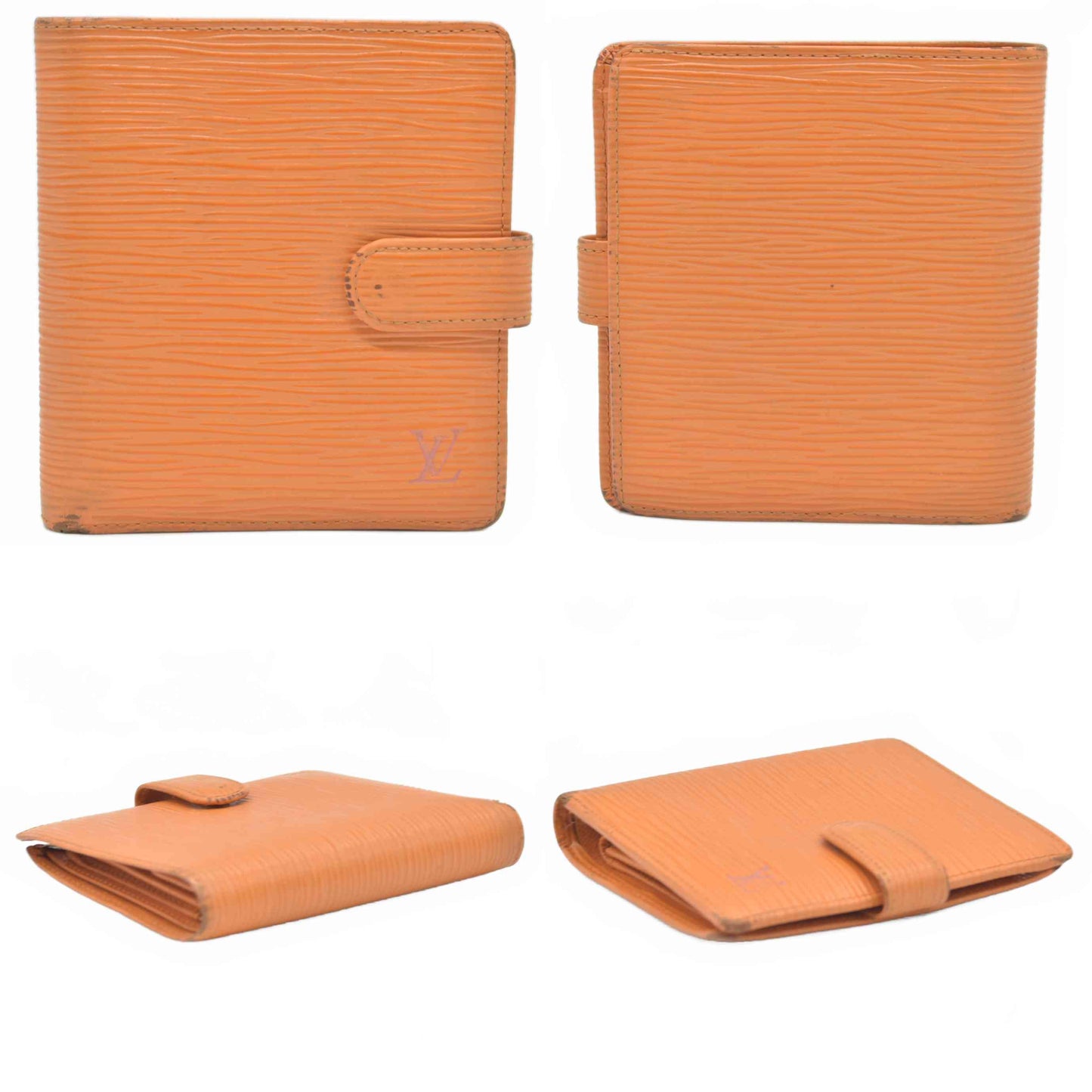 $690 2005 Louis Vuitton Epi Porte-Billets Compact Wallet Orange MI0055