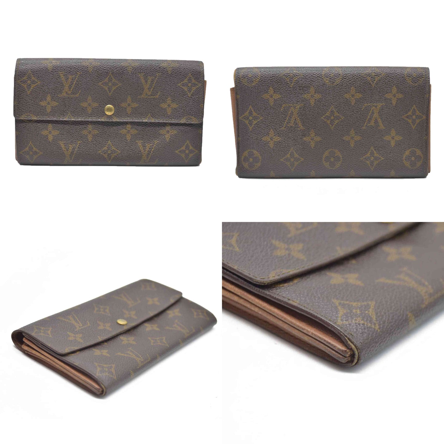AUCTION $720 Louis Vuitton Monogram Portefeiulle Sarah Long Bifold Wallet Brown CA0934