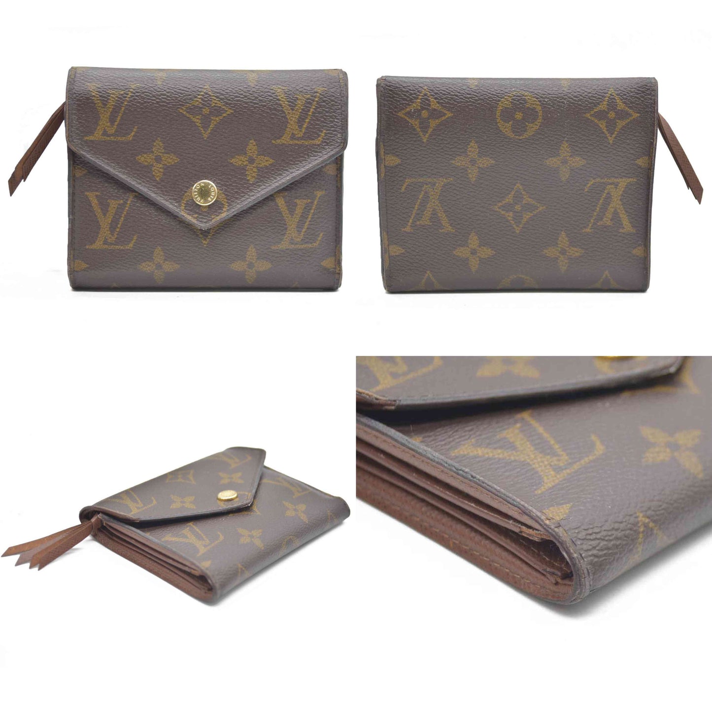 Louis Vuitton Monogram Portefeuille Victorine Trifold Wallet Brown