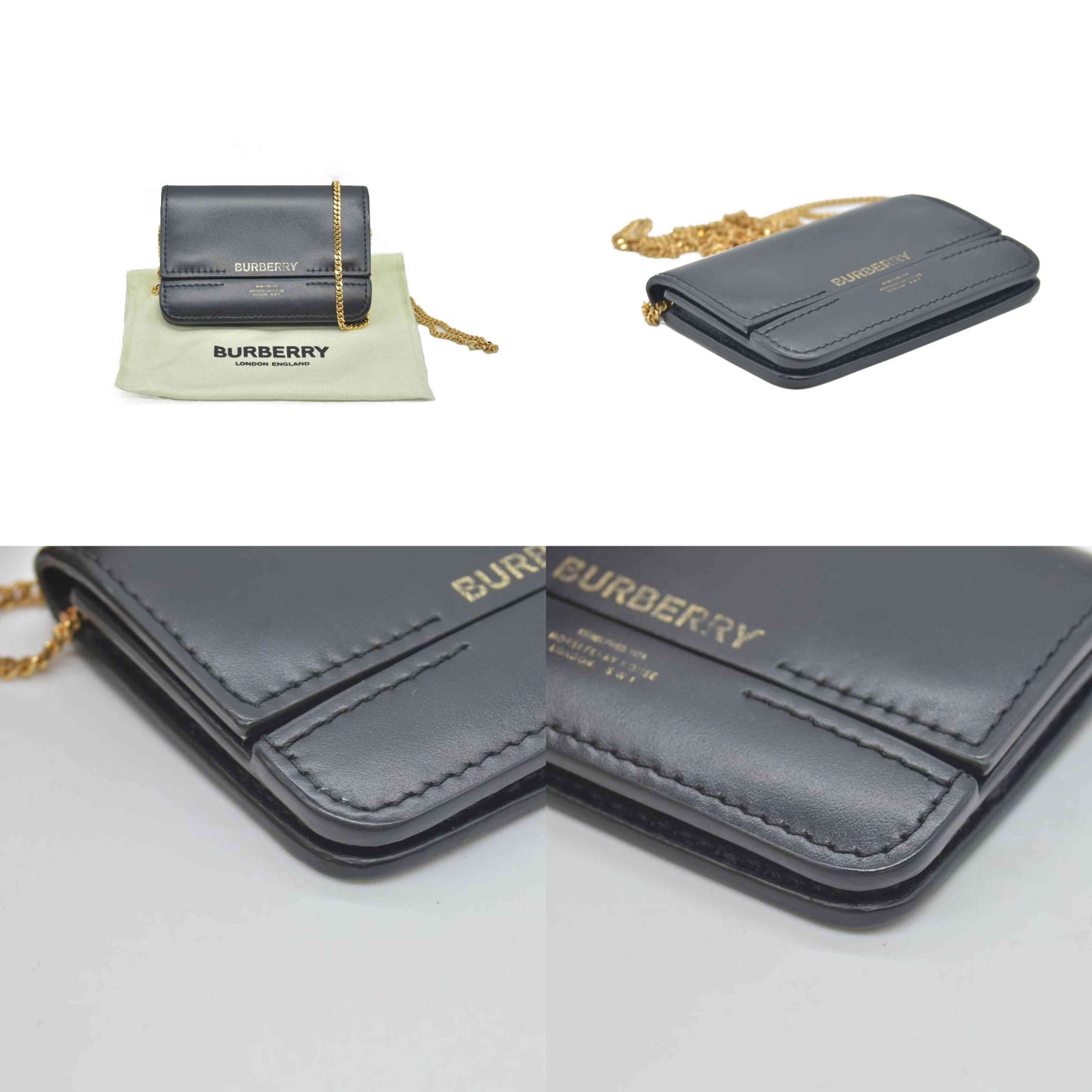Burberry Calfskin Mini Jody Chain Card Case Black CONSIGNMENT