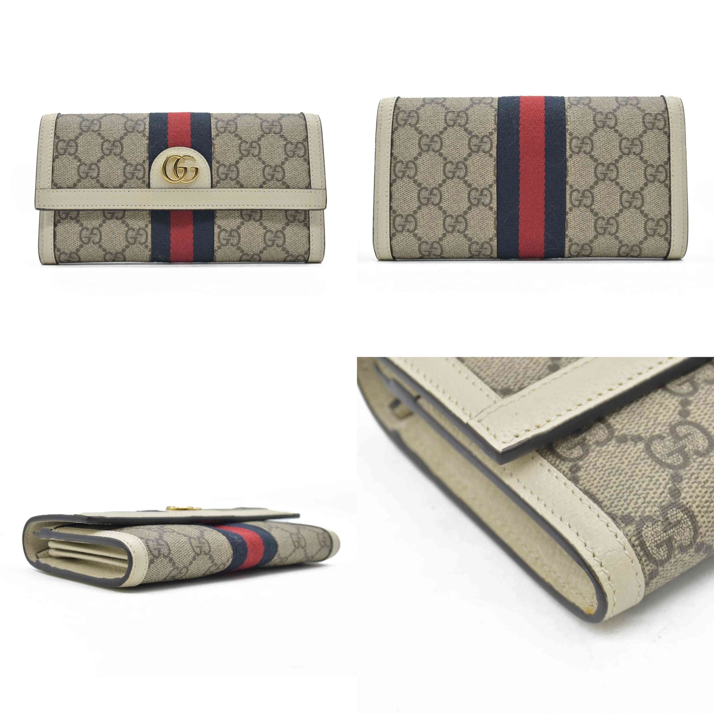 Gucci Ophidia GG Continental Long Wallet Red Khaki Navy blue CONSIGNMENT