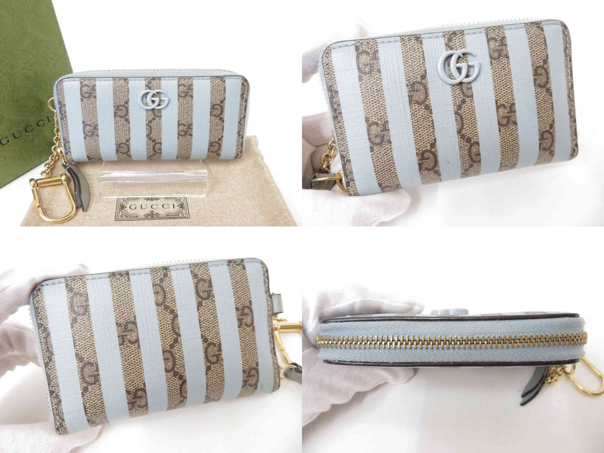 $450 2019 Gucci GG Supreme Marmont Zip Around Coin Wallet 456126-525040