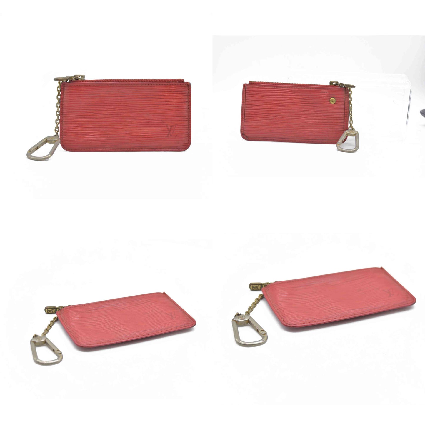 AUCTION $445 Louis Vuitton  Epi Key Pouch Castillan Red