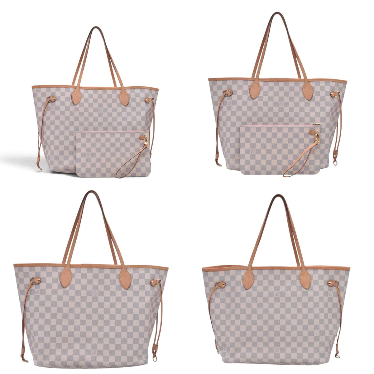 $2240 2018 Louis Vuitton Damier Azur Neverfull MM Rose Ballerine with Pouch 10021297