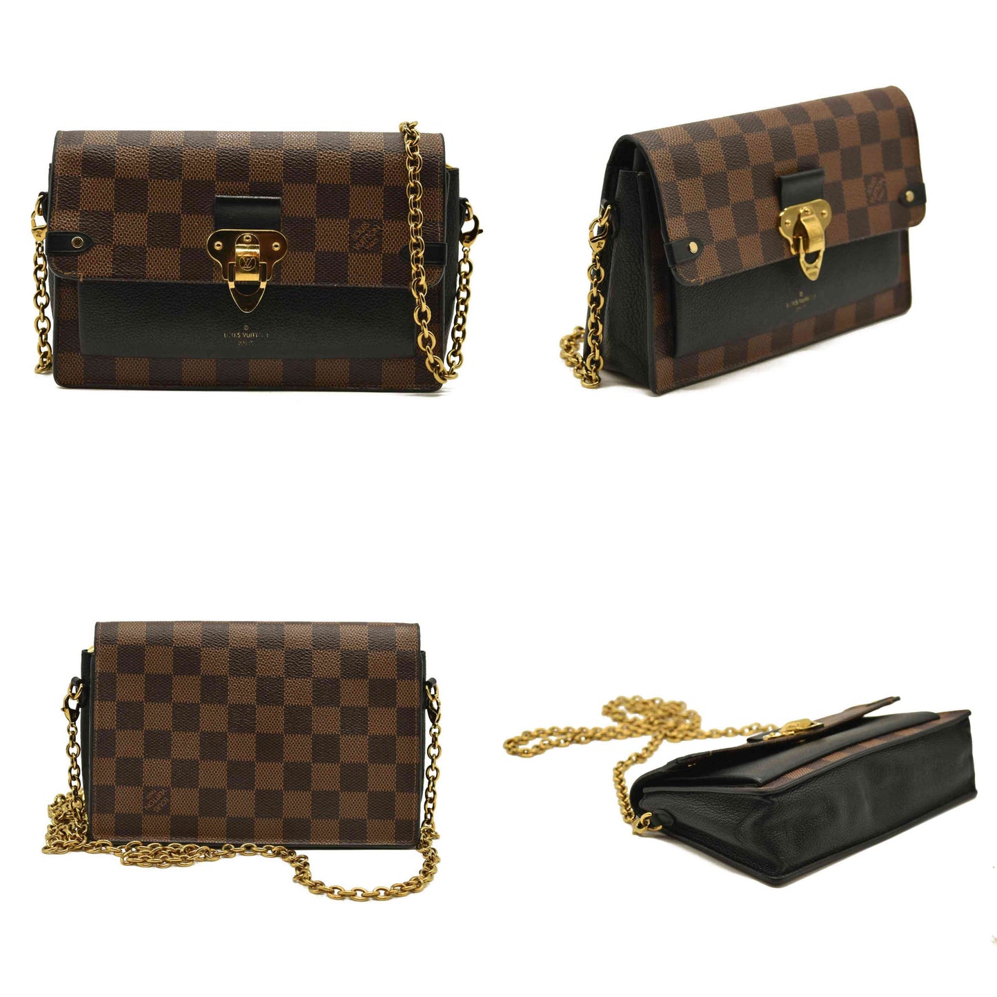 Louis Vuitton  Damier Ebene Vavin Chain Wallet Black