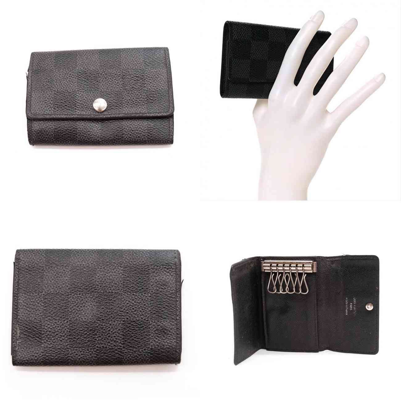 Louis Vuitton Black Damier Graphite Multicles 6 Key Holder Wallet