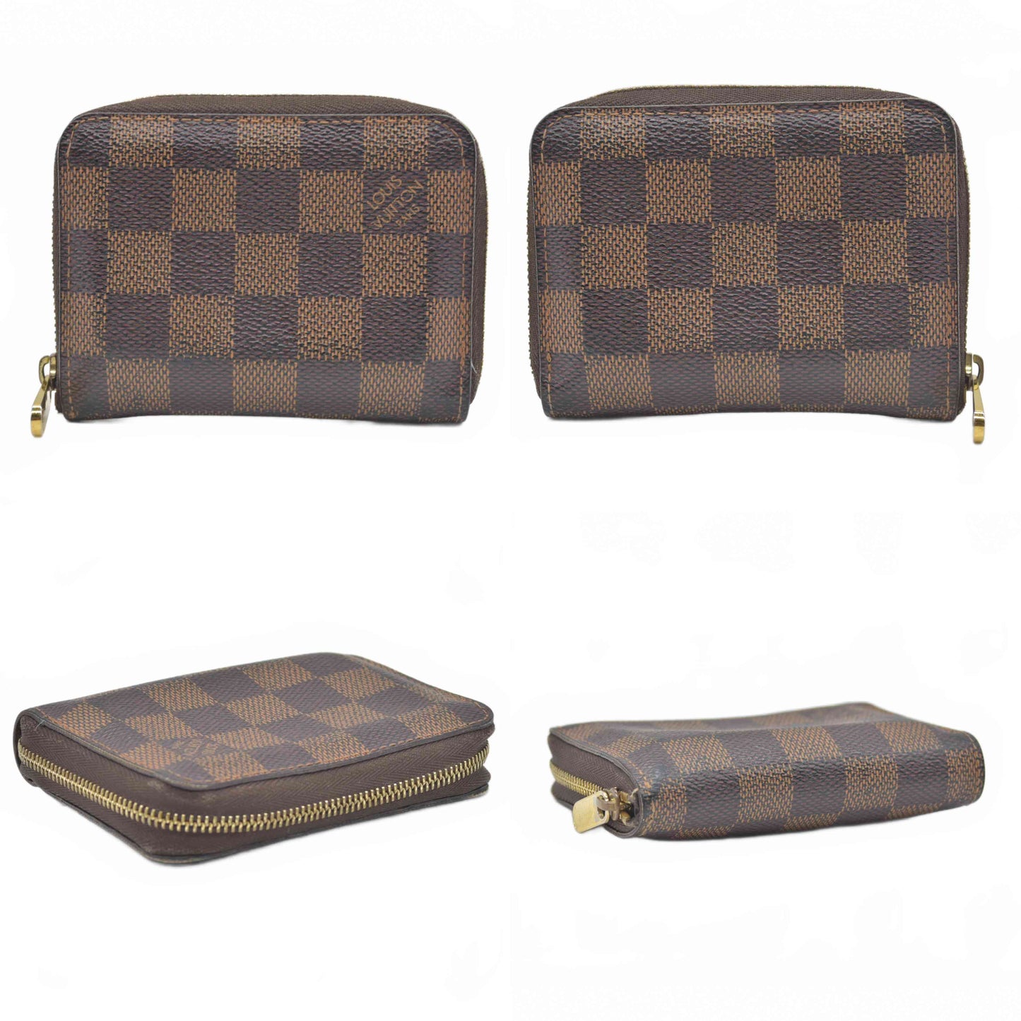 $560 2011 Louis Vuitton Damier Zippy Zip Coin Purse Wallet Brown SN5101