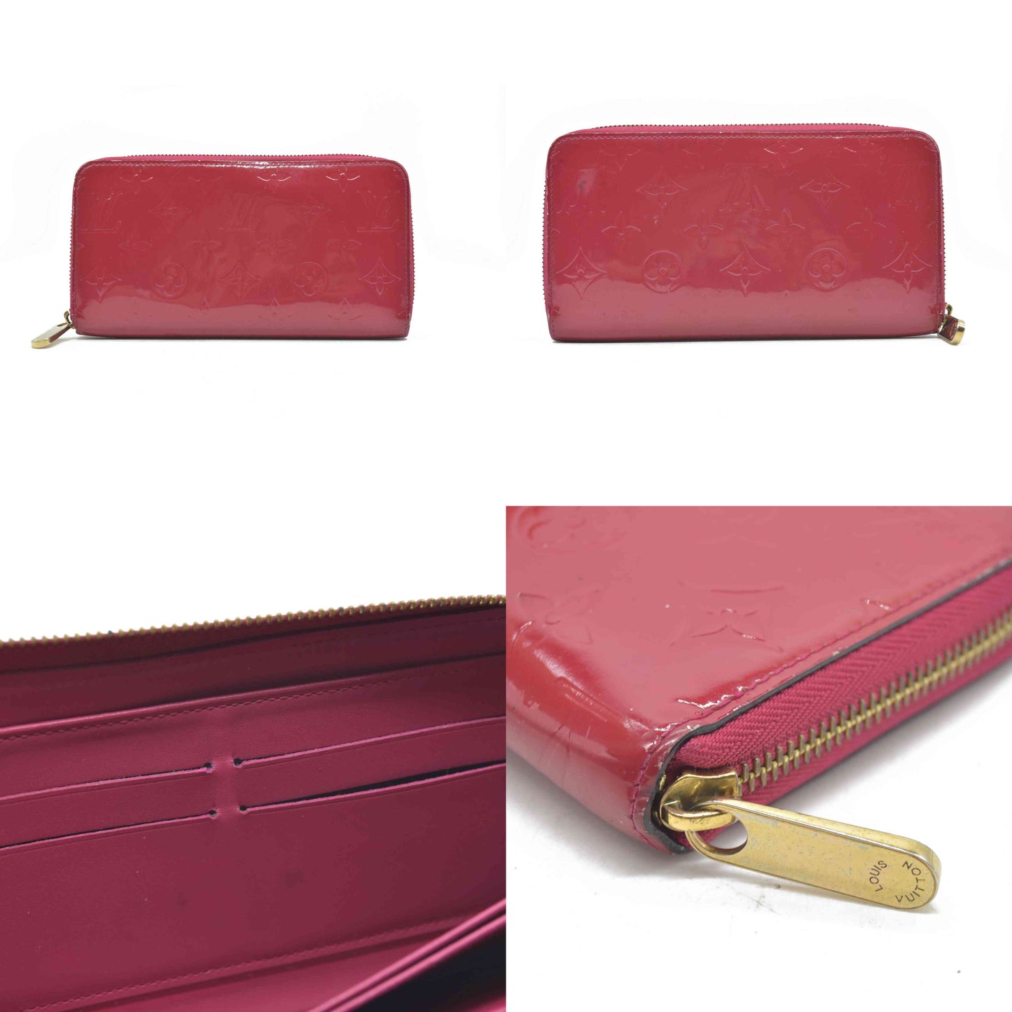 $1030 Louis Vuitton  Vernis Zippy Wallet Pink CA4183