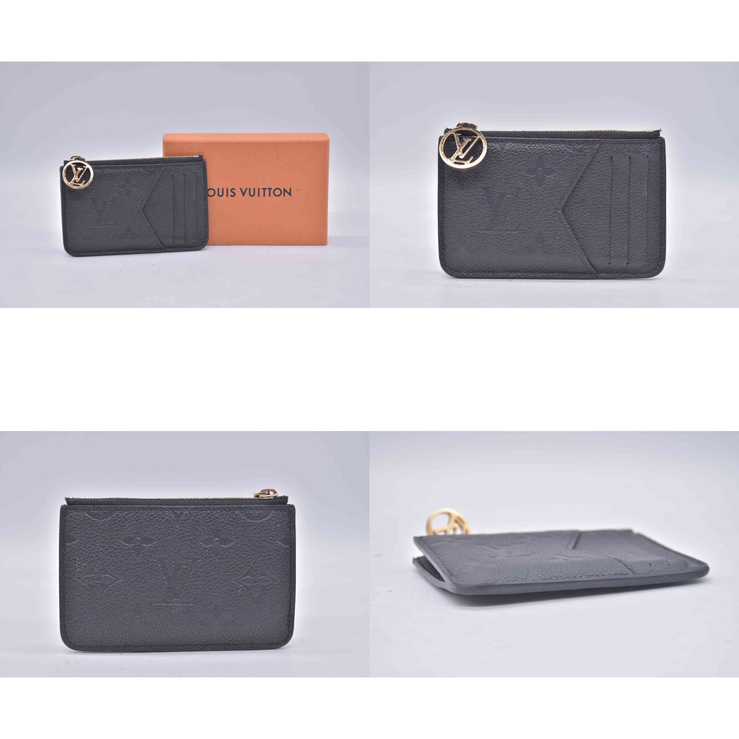 $590 RFID Louis Vuitton Monogram Empreinte Romy Leather Card Holder