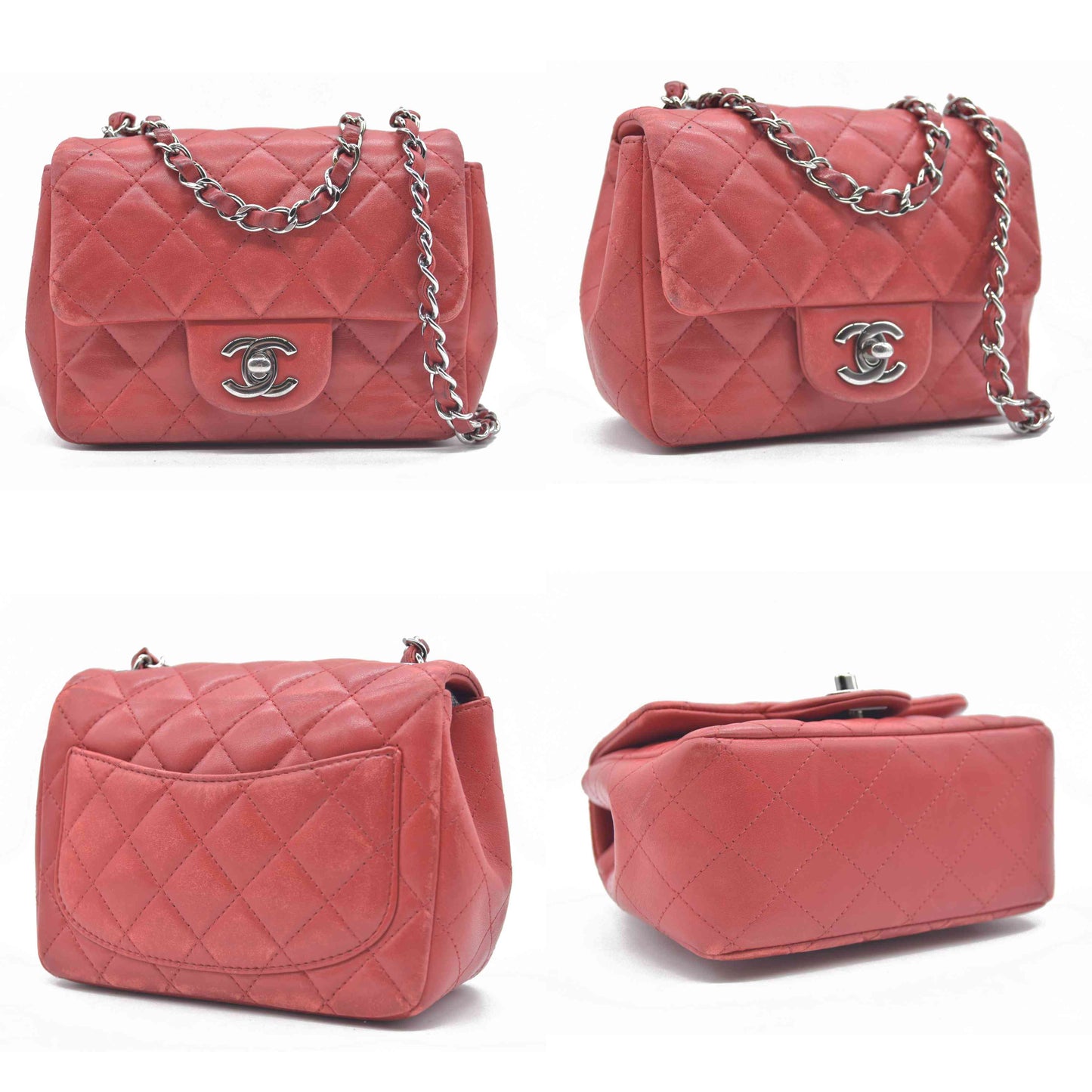 $5200 Chanel Classic Mini Square Flap Bag Red