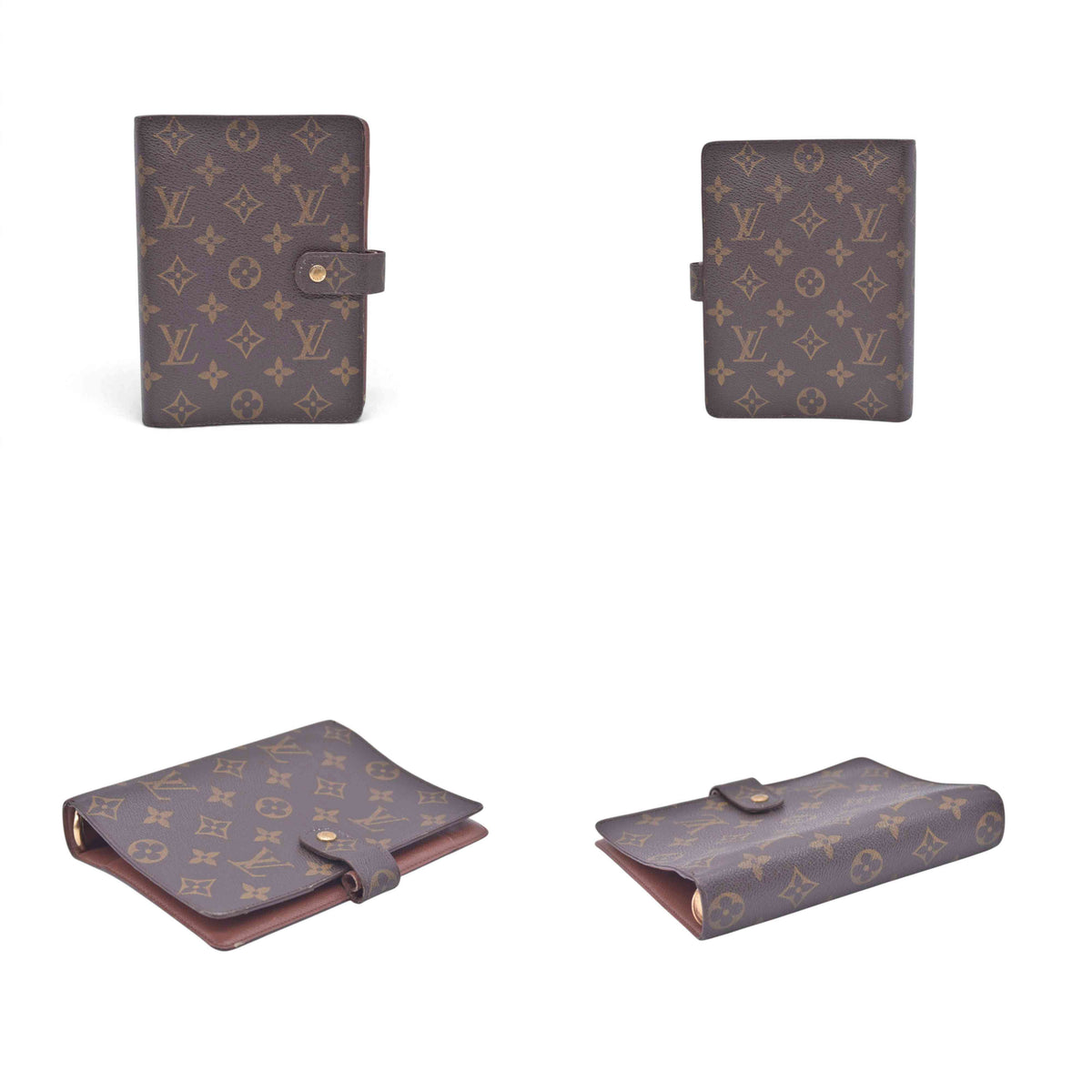 $715 1997 LOUIS VUITTON Monogram Agenda MM Medium Ring Planner Cover Brown SP0947 10021367
