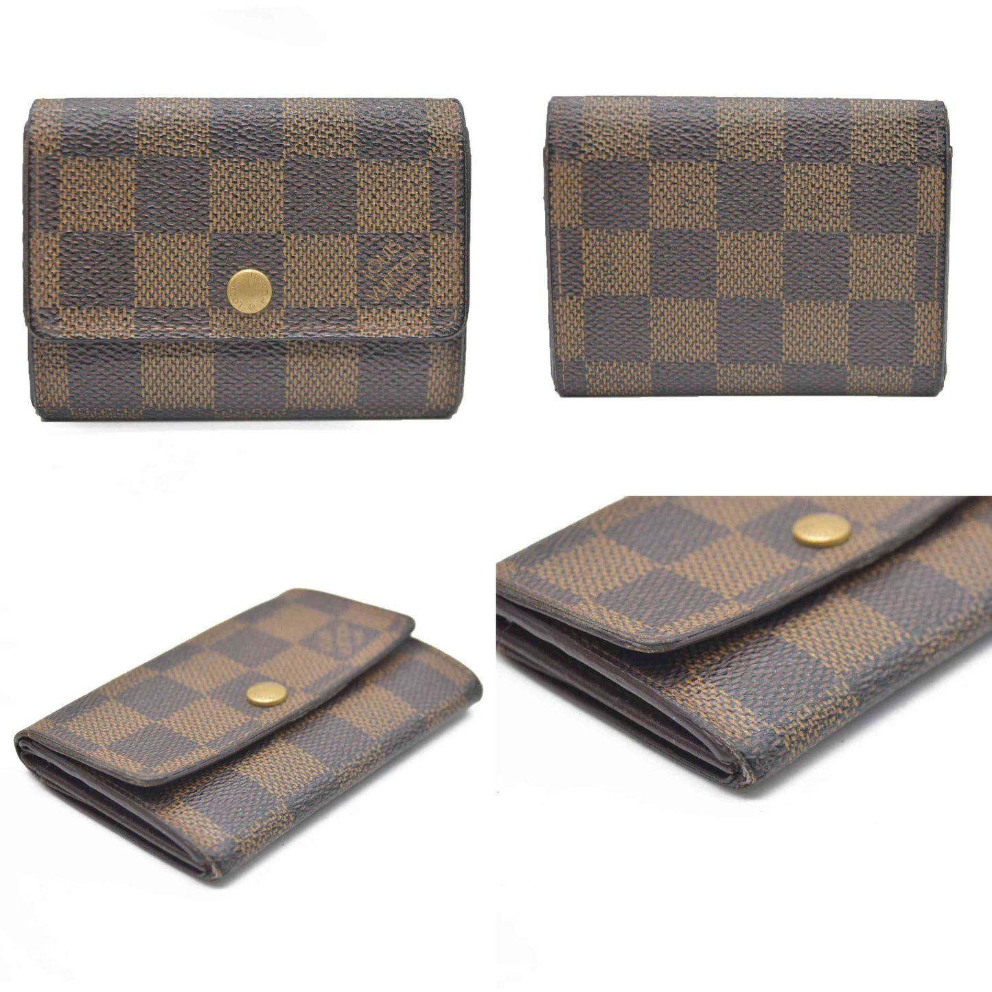 Louis Vuitton Damier Porte Monnaie Plat Coin Purse Wallet Brown MI0032