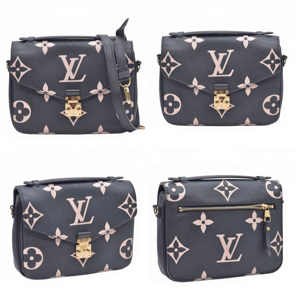 $3300 Louis Vuitton BiColor Pochette Metis Black Cream RFID