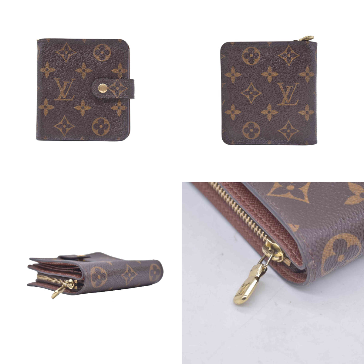 $660 2003 LOUIS VUITTON Monogram Compact Zip Wallet Brown MI0073 CONSIGNMENT 10021170