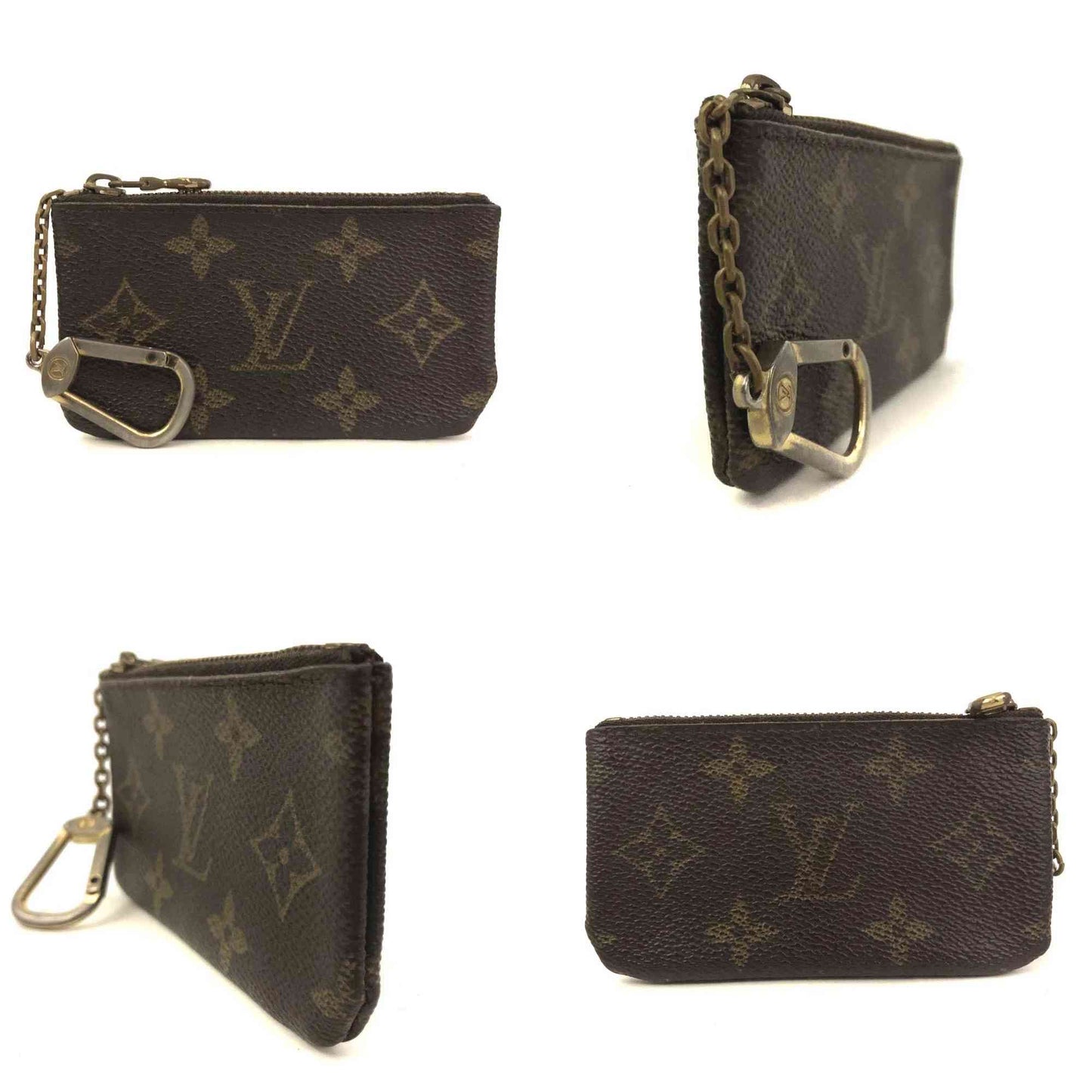 $345 Louis Vuitton Monogram Key Cles Pouch Wallet Coin Purse Brown