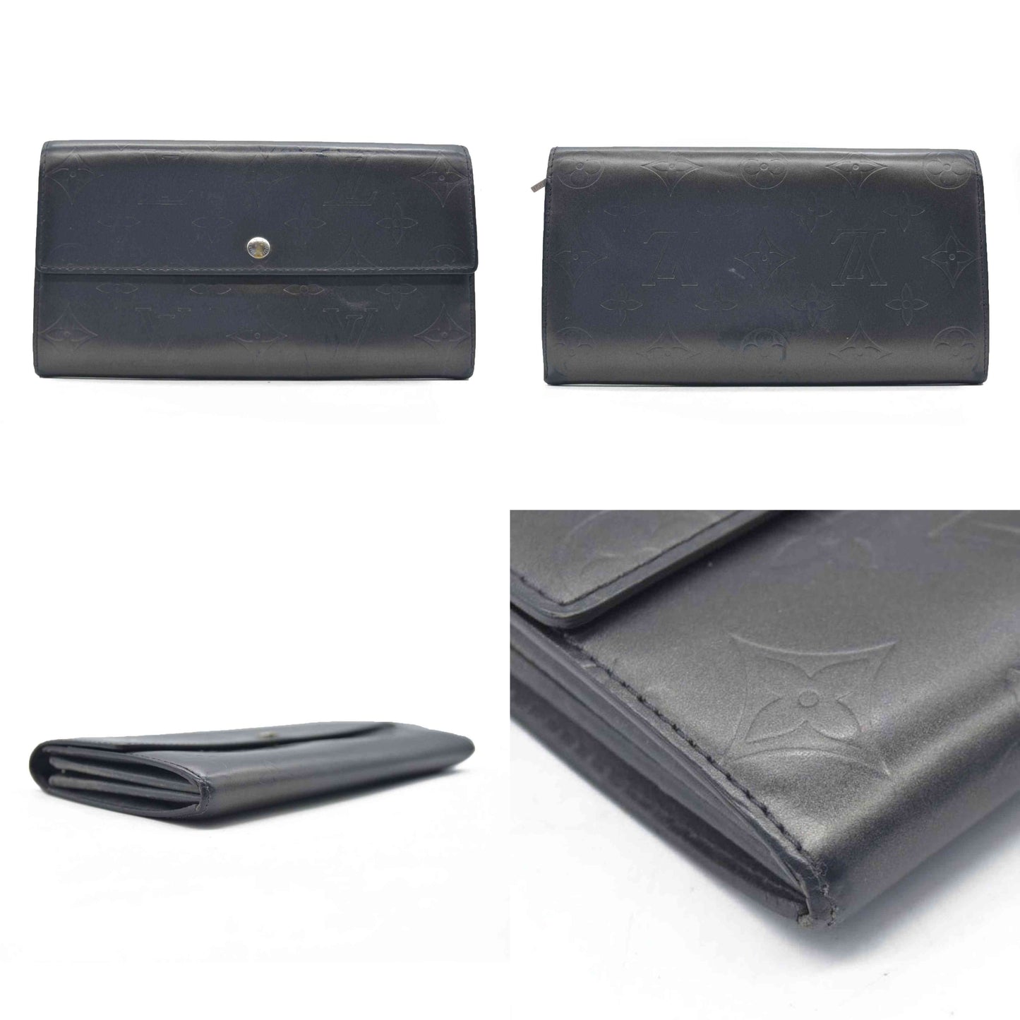 $970 Louis Vuitton Monogram Matte Porte-tresor International Navy Trifold CONSIGNMENT