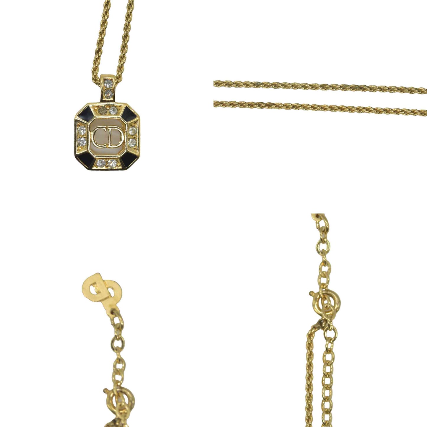 $350 Christian Dior  Vintage Enamel & Crystal CD Pendant Necklace CONSIGNMENT