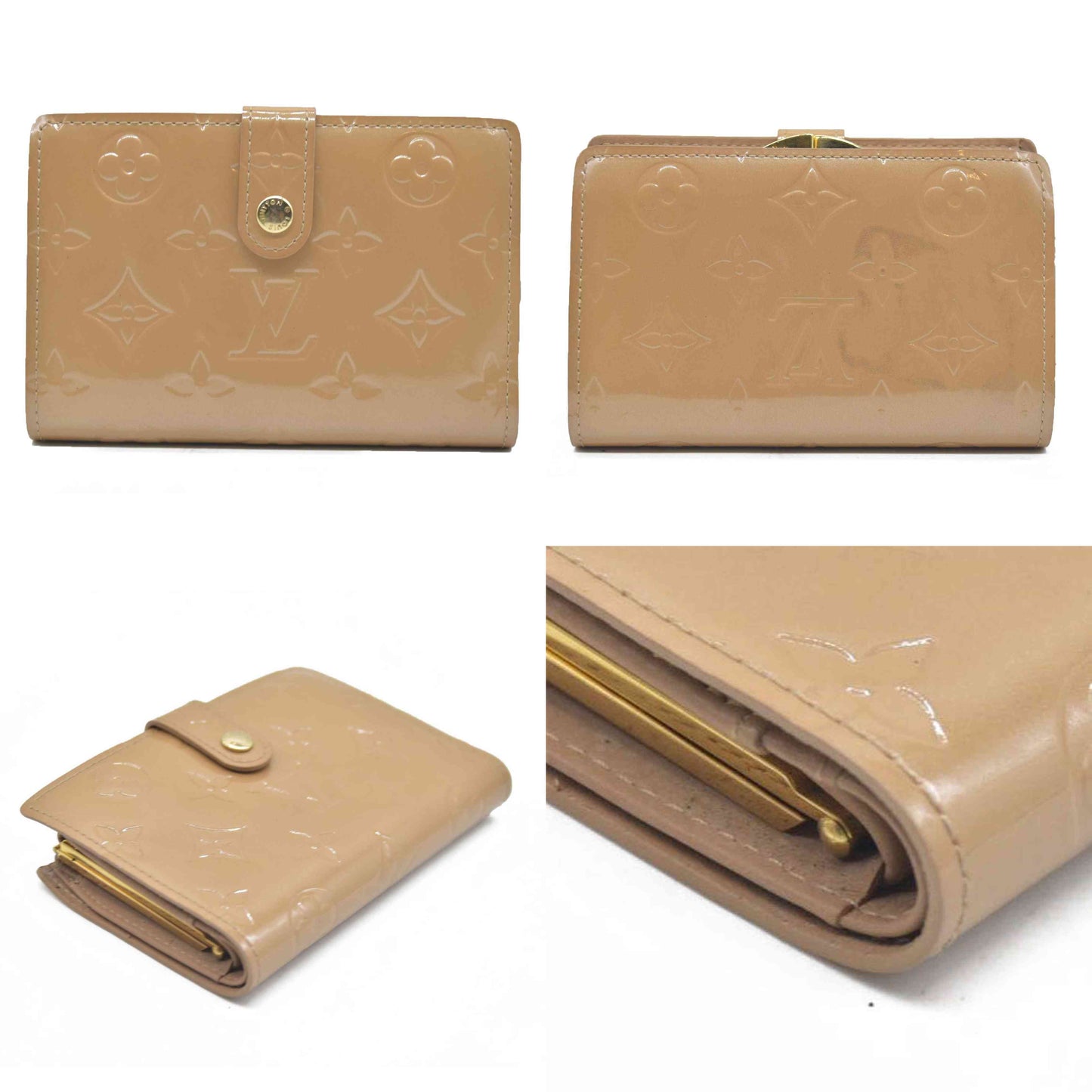 AUCTION $935 Louis Vuitton  Vernis French Purse Wallet Beige