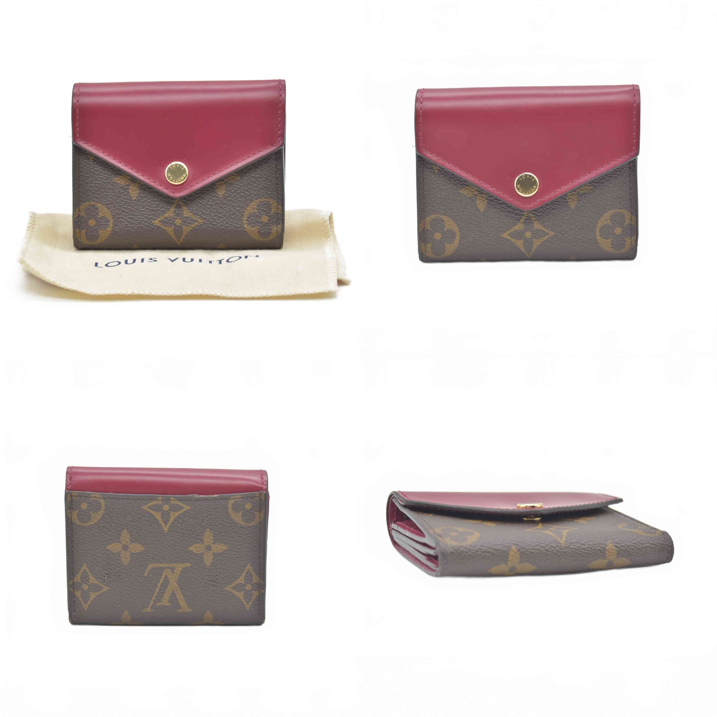 $535 RFID Louis Vuitton Monogram Zoe Wallet Fuchsia