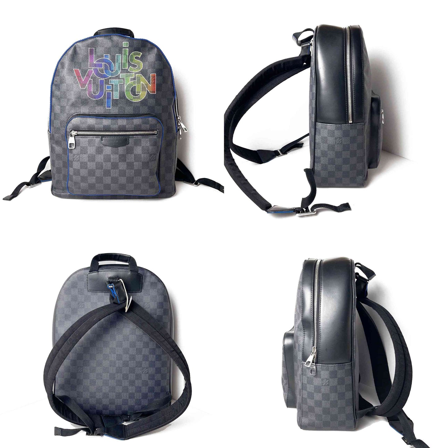 LOUIS VUITTON  Damier Graphite Logo Josh Backpack Blue Multicolor