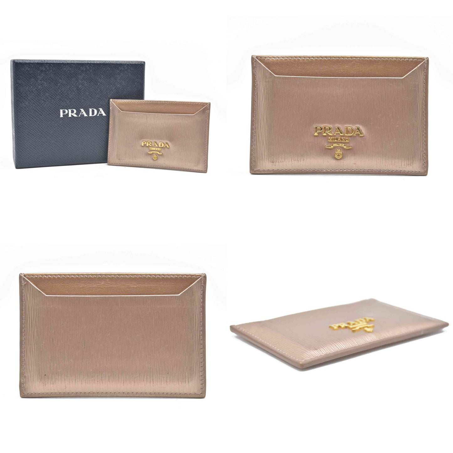 PRADA rose gold Vitello Move Leather Card Holder