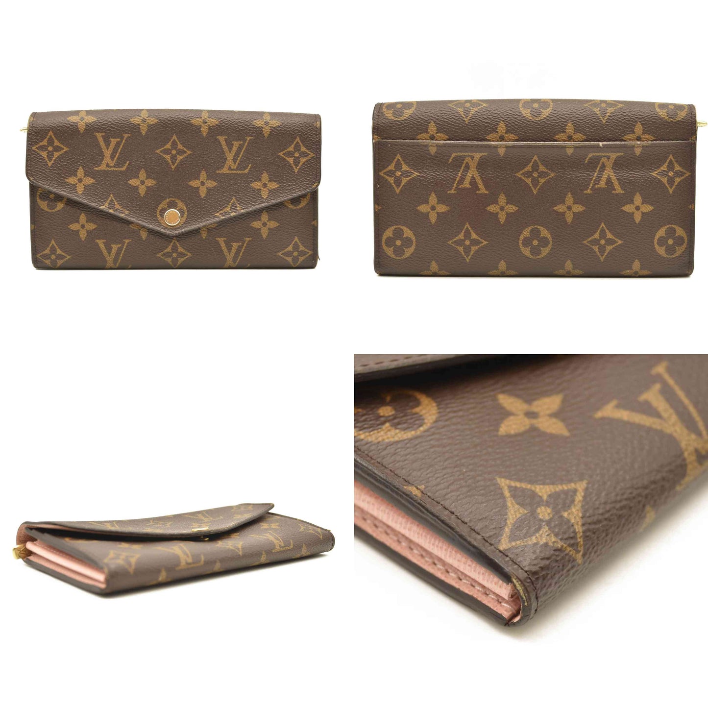 Louis Vuitton Monogram Sarah Wallet NM Rose Ballerine MI4200