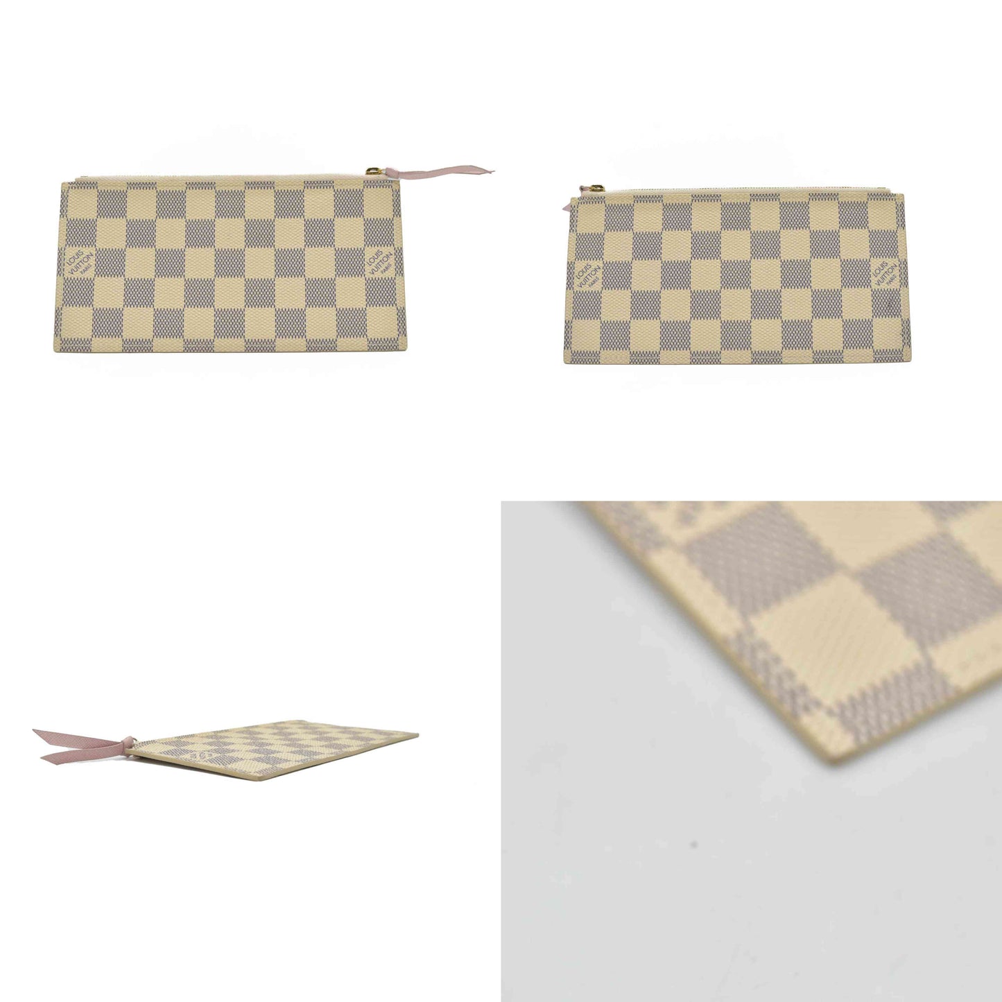 $500 Louis Vuitton Damier Azur Felicie Zipped Insert Rose Ballerine