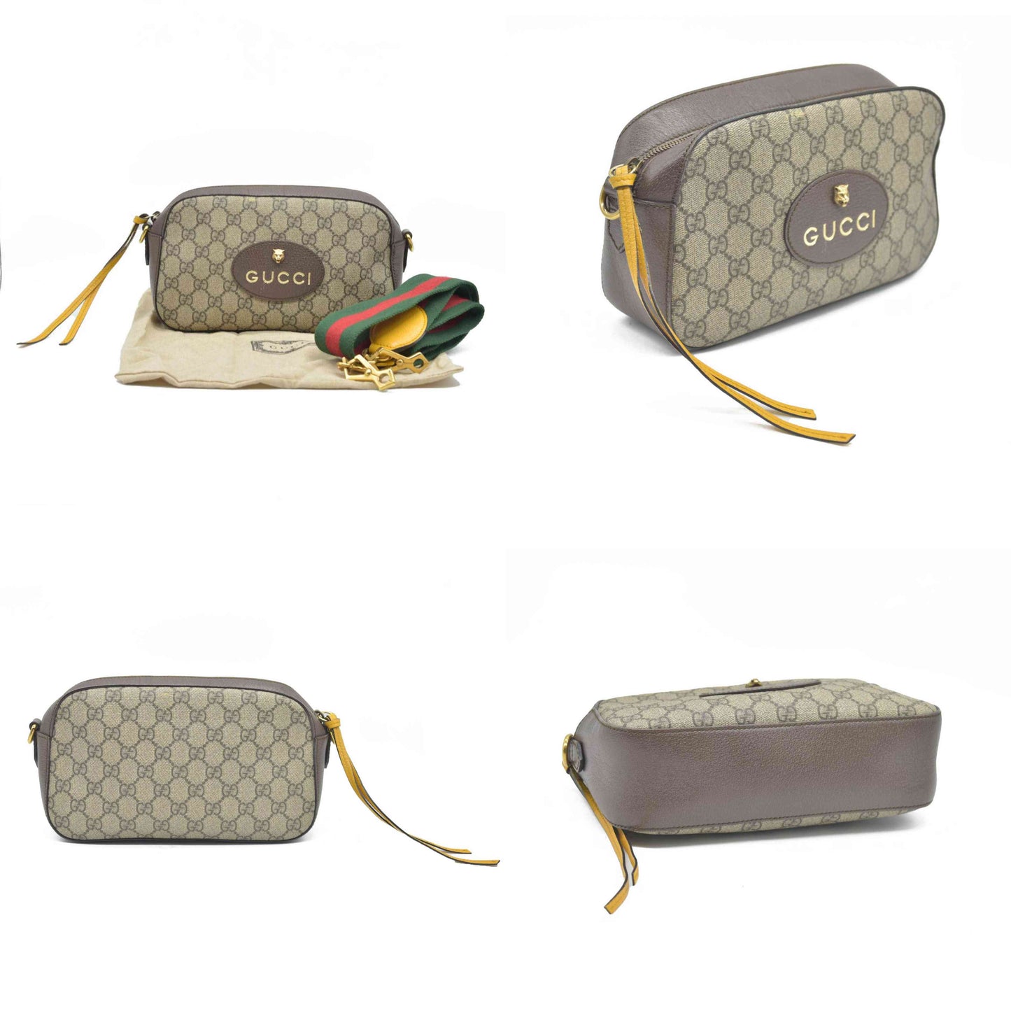 Gucci  GG Supreme Monogram Web Neo Vintage Shoulder Bag Beige New Acero Crop