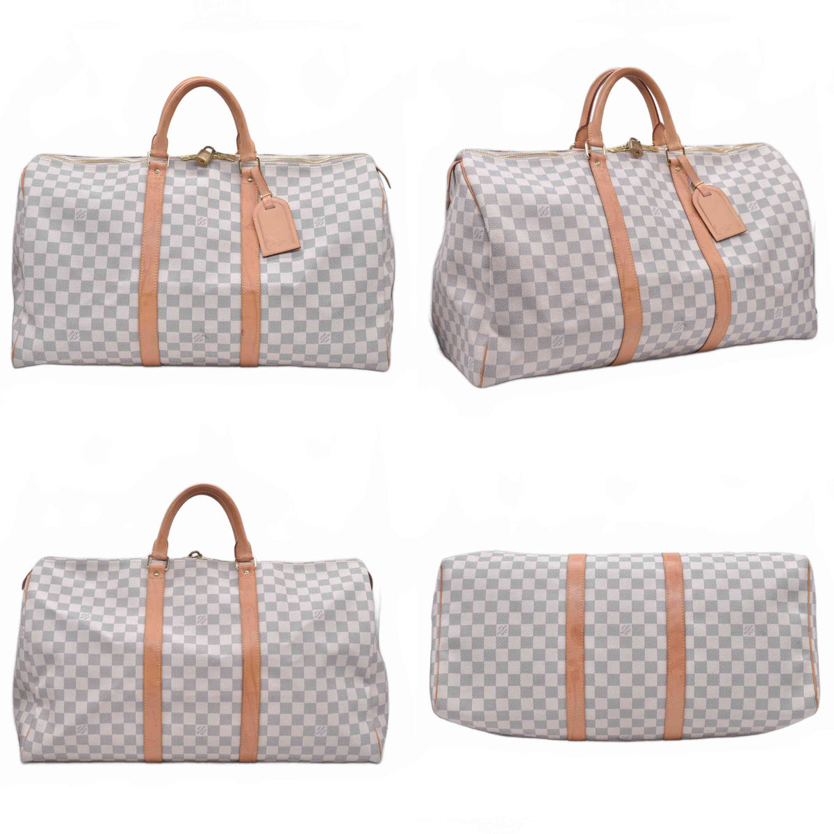 $1440 Louis Vuitton 2008 Damier Azur Keepall 50 MB2078 10021299