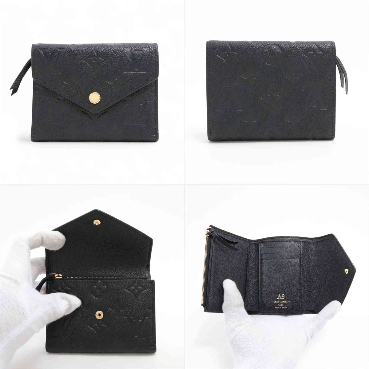 $780 Louis Vuitton Empreinte Portefeuille Victorine Noir Compact Wallet 10021122