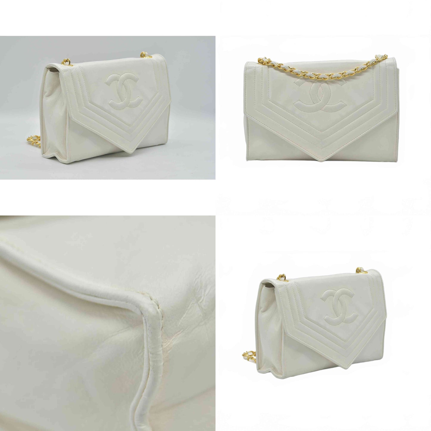 $3400 Chanel 1988 Tri-Border Lambskin Envelope Flap Bag