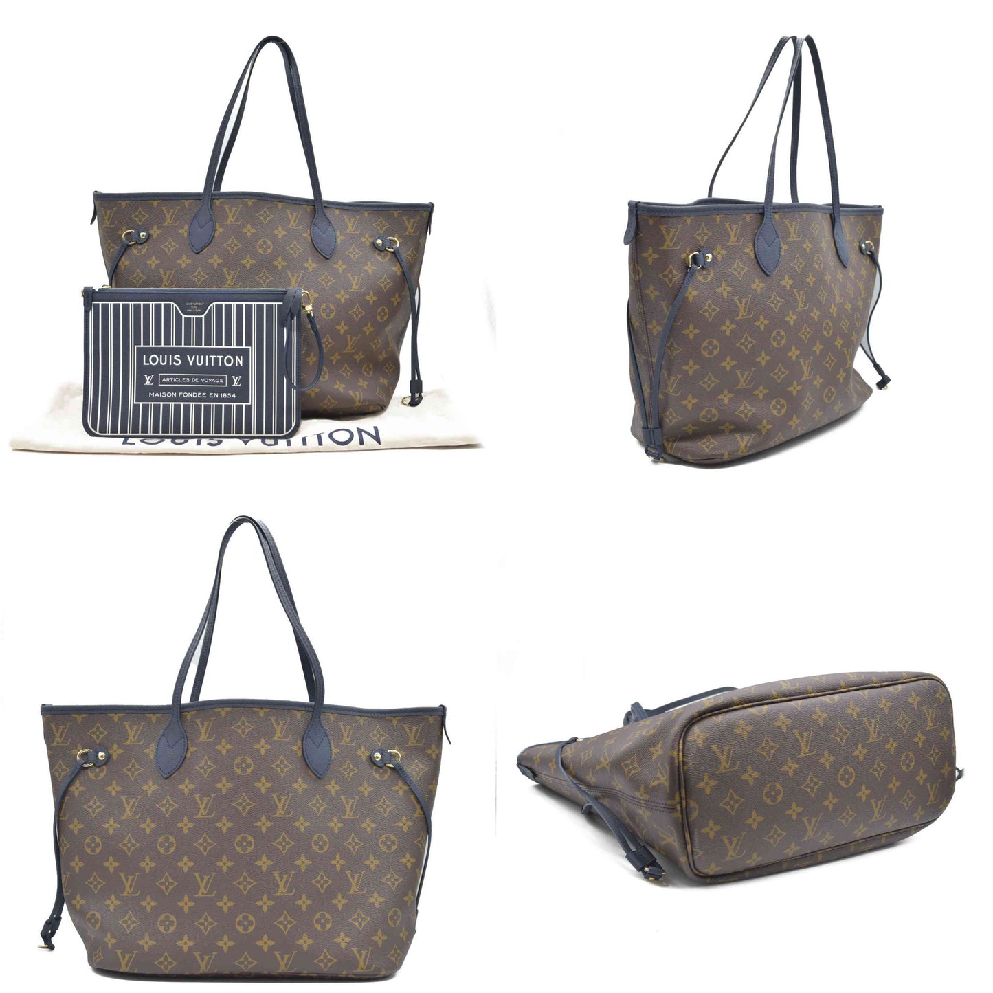 Louis Vuitton LV Monogram Neverfull Inside Out w/Pouch MM Navy