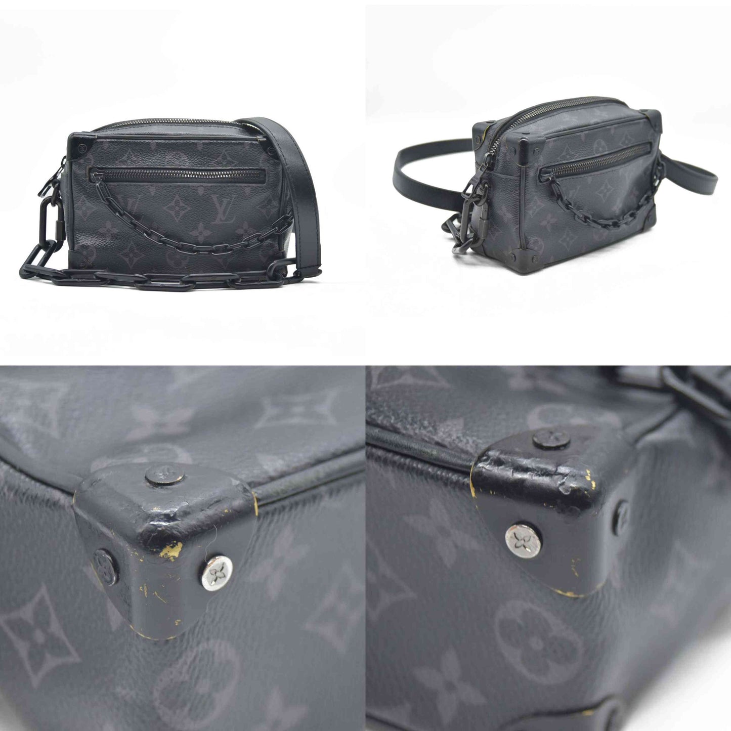 Louis Vuitton LV Shoulder Bag Soft trunk Black Monogram Eclipse MB4129