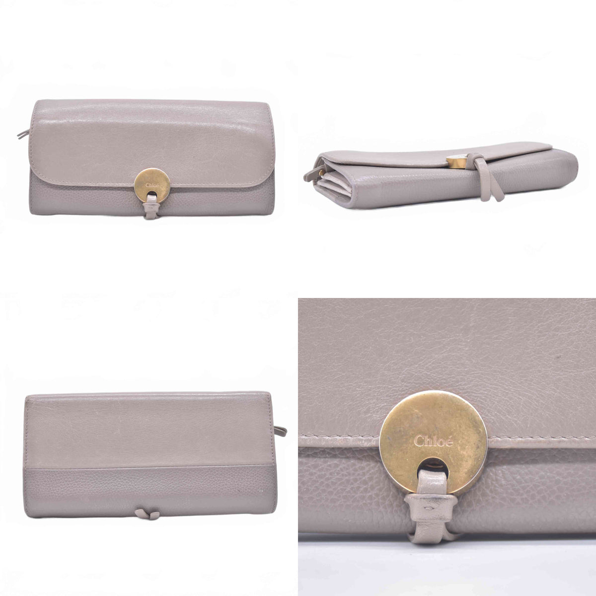$525 Chloe Indy Long Flap Wallet Beige