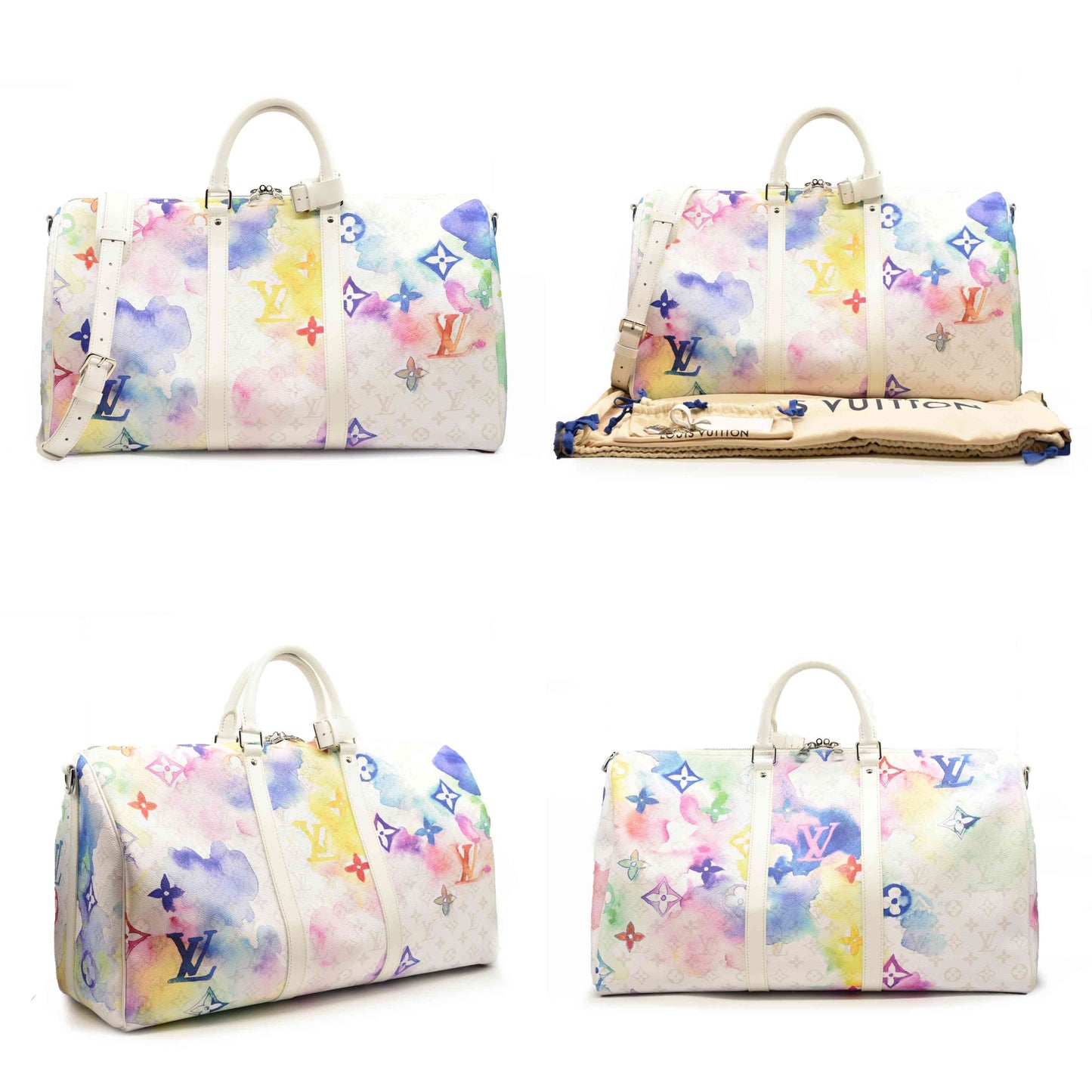 LOUIS VUITTON Monogram Watercolor Keepall Bandouliere 50 Multicolor RFID