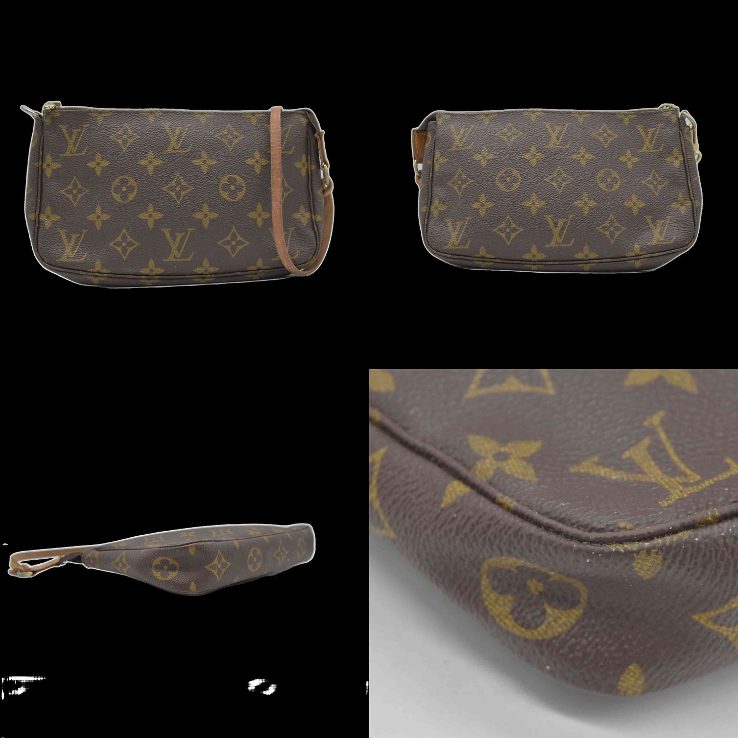 $1290 1999 Louis Vuitton Monogram Pochette Accessories Pouch Bag VI1909