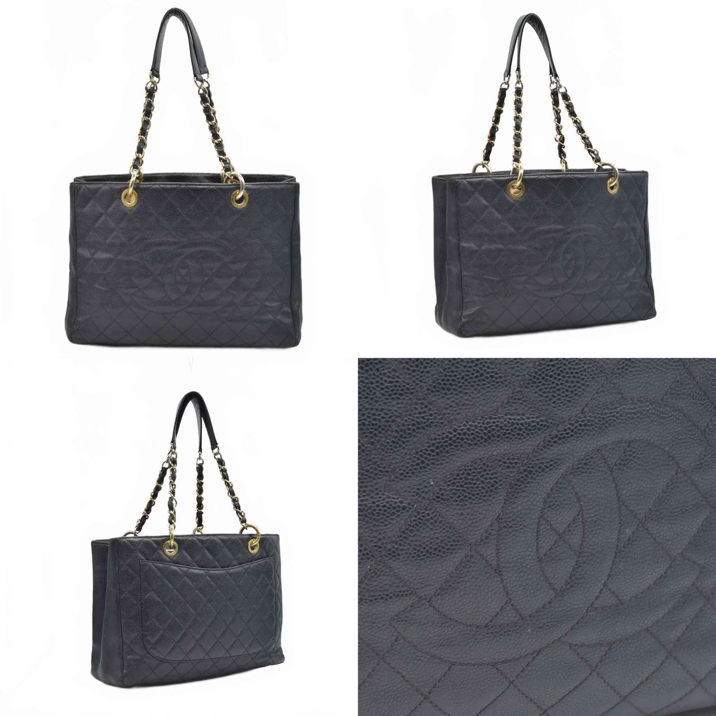 $2900 2010 Chanel Grand Shopping Tote (GST) Black Caviar