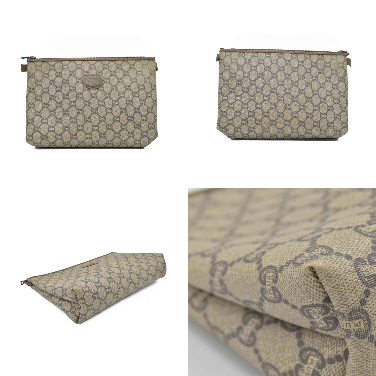 $1010 Gucci GG  Gucci Plus PVC Leather Pouch Clutch Bag